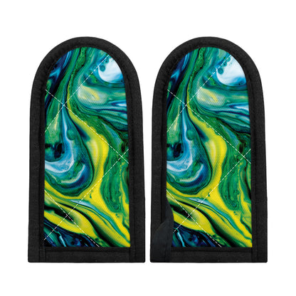 Blue And Green Acid Melt Print Skillet Handle Cover