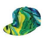 Blue And Green Acid Melt Print Snapback Cap