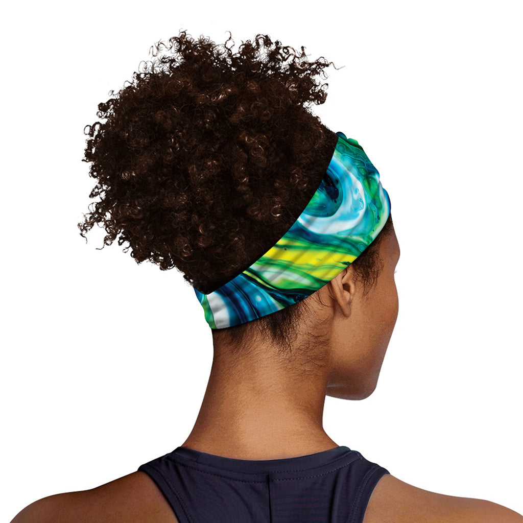 Blue And Green Acid Melt Print Sports Headband