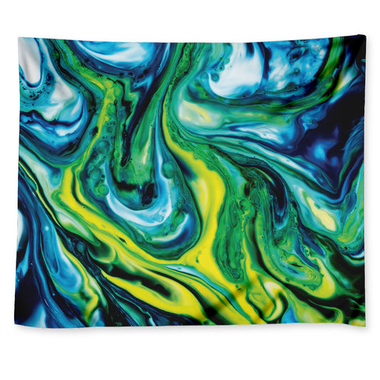 Blue And Green Acid Melt Print Tapestry