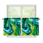Blue And Green Acid Melt Print Tier Curtains