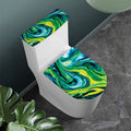 Blue And Green Acid Melt Print Toilet Lid And Tank Cover Set