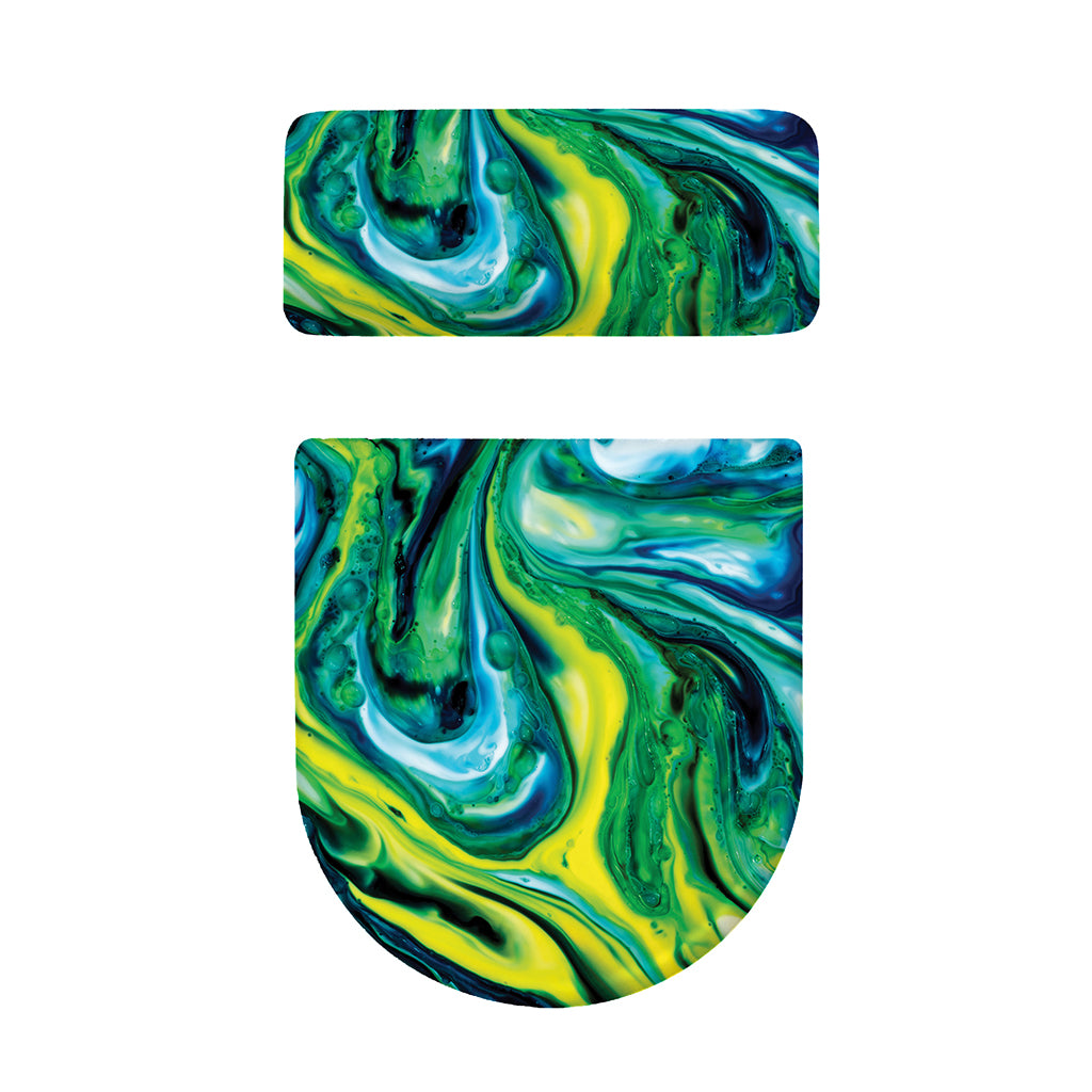 Blue And Green Acid Melt Print Toilet Lid And Tank Cover Set