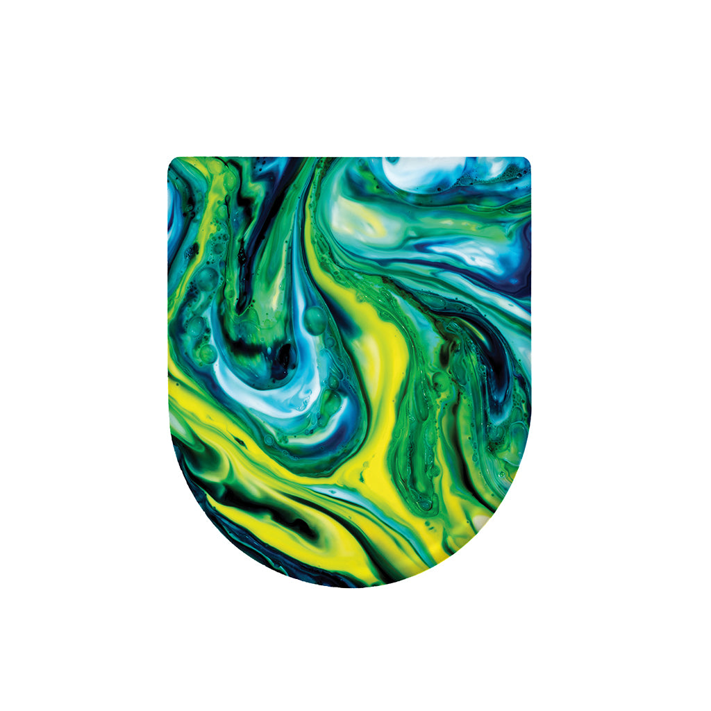 Blue And Green Acid Melt Print Toilet Lid Cover