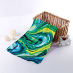 Blue And Green Acid Melt Print Towel