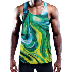 Blue And Green Acid Melt Print Training Tank Top