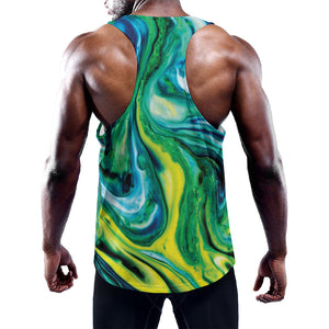 Blue And Green Acid Melt Print Training Tank Top