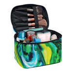 Blue And Green Acid Melt Print Travel Makeup Bag