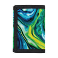 Blue And Green Acid Melt Print Trifold Wallet