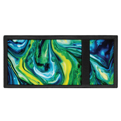 Blue And Green Acid Melt Print Trifold Wallet