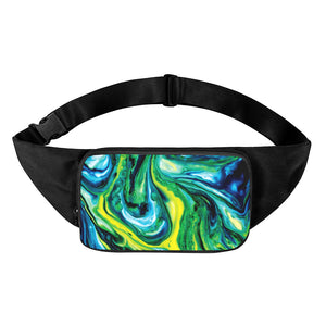 Blue And Green Acid Melt Print Waist Bag