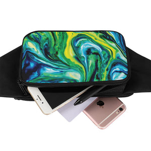 Blue And Green Acid Melt Print Waist Bag