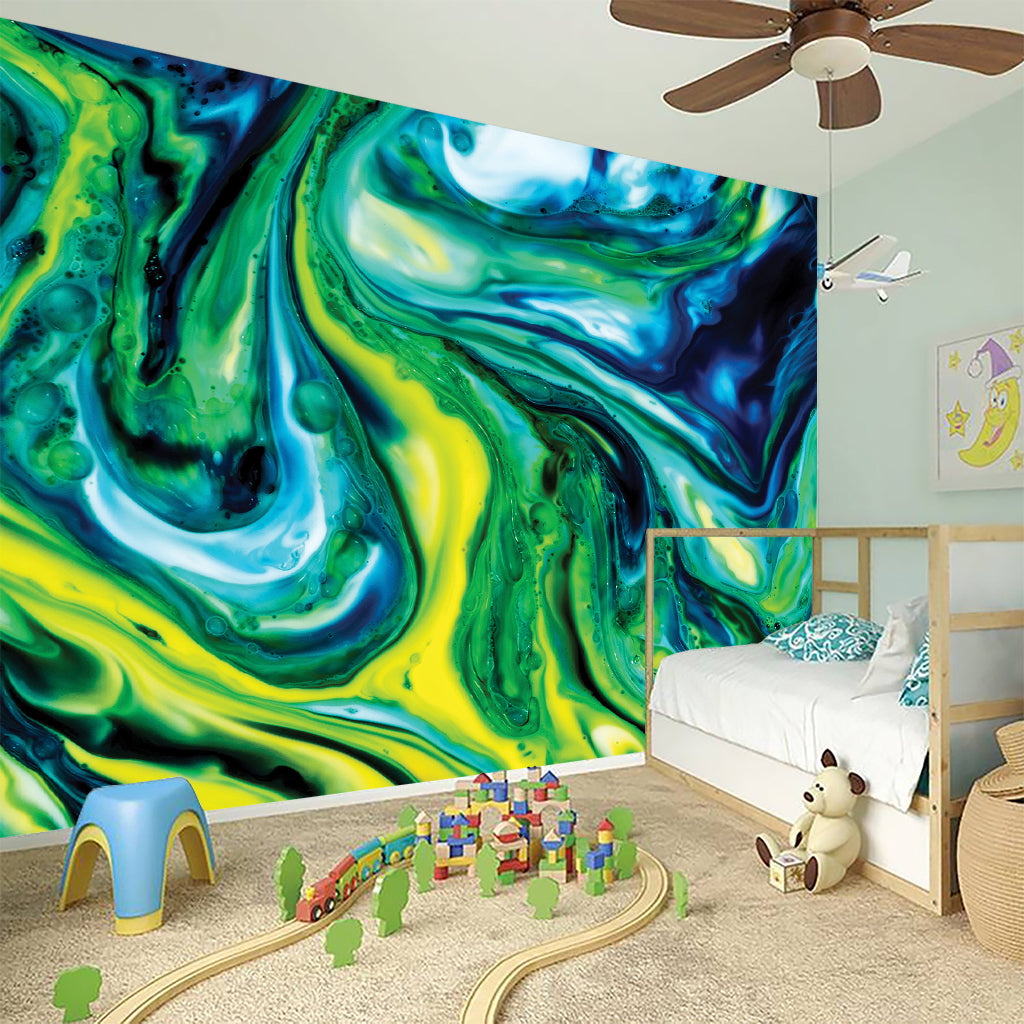 Blue And Green Acid Melt Print Wall Sticker