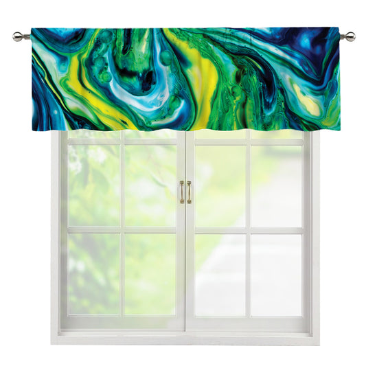 Blue And Green Acid Melt Print Window Valance