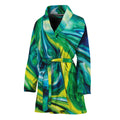 Blue And Green Acid Melt Print Women's Bathrobe