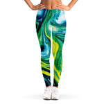 Blue And Green Acid Melt Print Women's Leggings