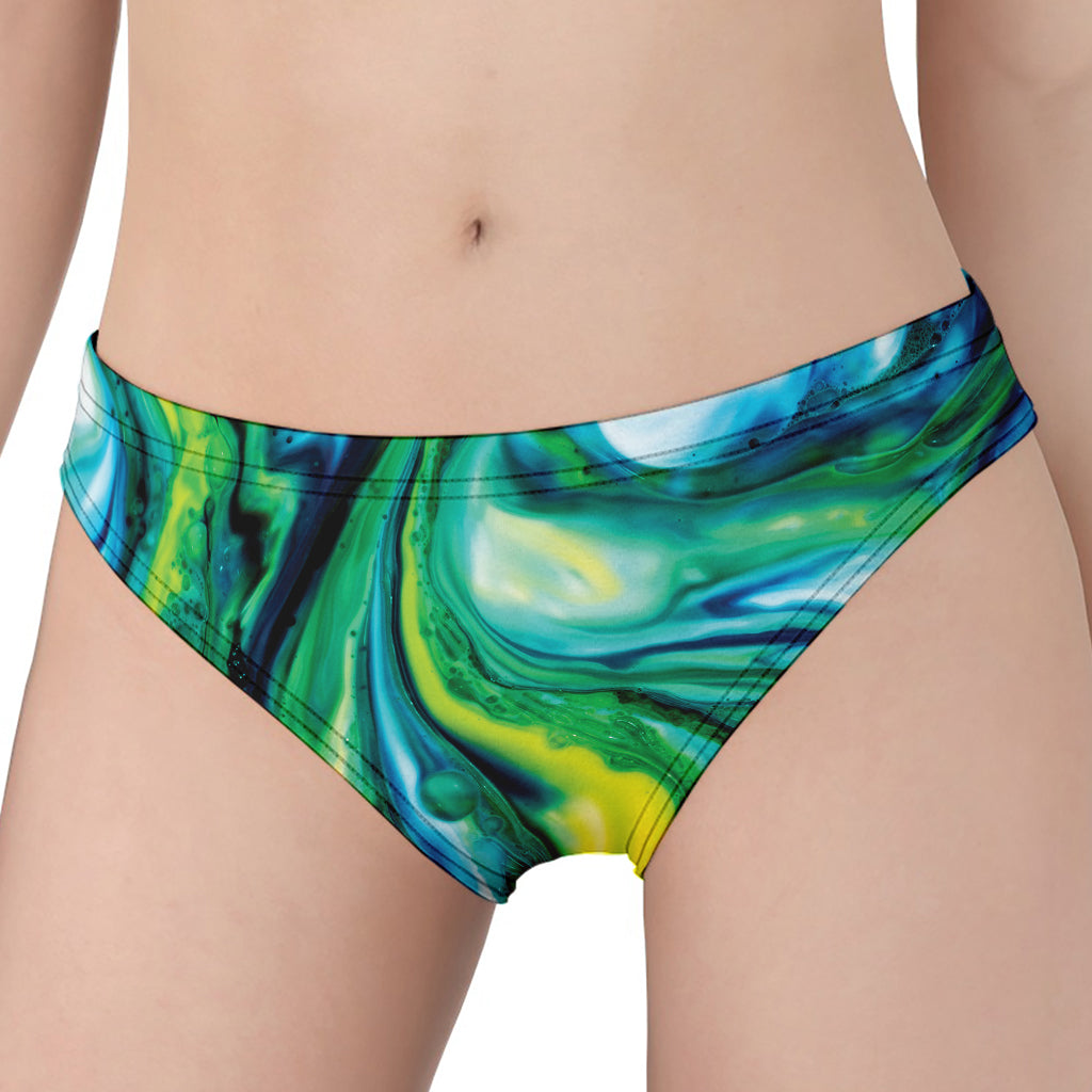 Blue And Green Acid Melt Print Women's Panties