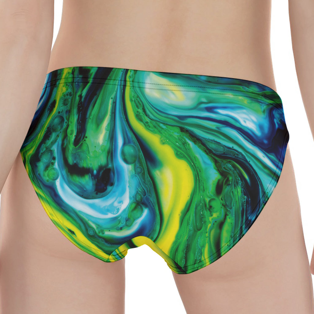 Blue And Green Acid Melt Print Women's Panties