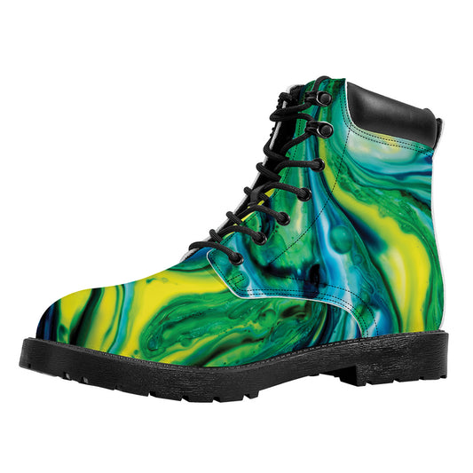 Blue And Green Acid Melt Print Work Boots