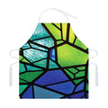 Blue And Green Stained Glass Print Adjustable Apron