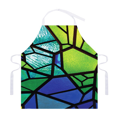 Blue And Green Stained Glass Print Adjustable Apron