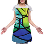 Blue And Green Stained Glass Print Adjustable Apron