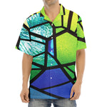 Blue And Green Stained Glass Print Aloha Shirt