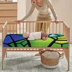 Blue And Green Stained Glass Print Baby Crib Sheet