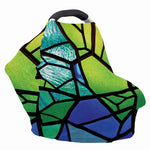 Blue And Green Stained Glass Print Baby Seat Cover