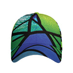 Blue And Green Stained Glass Print Baseball Cap