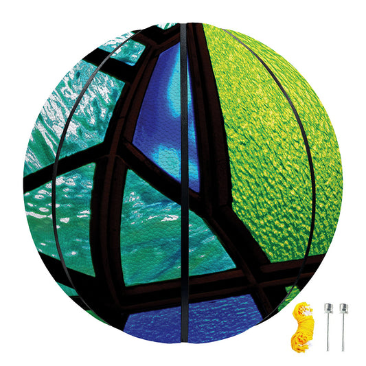 Blue And Green Stained Glass Print Basketball