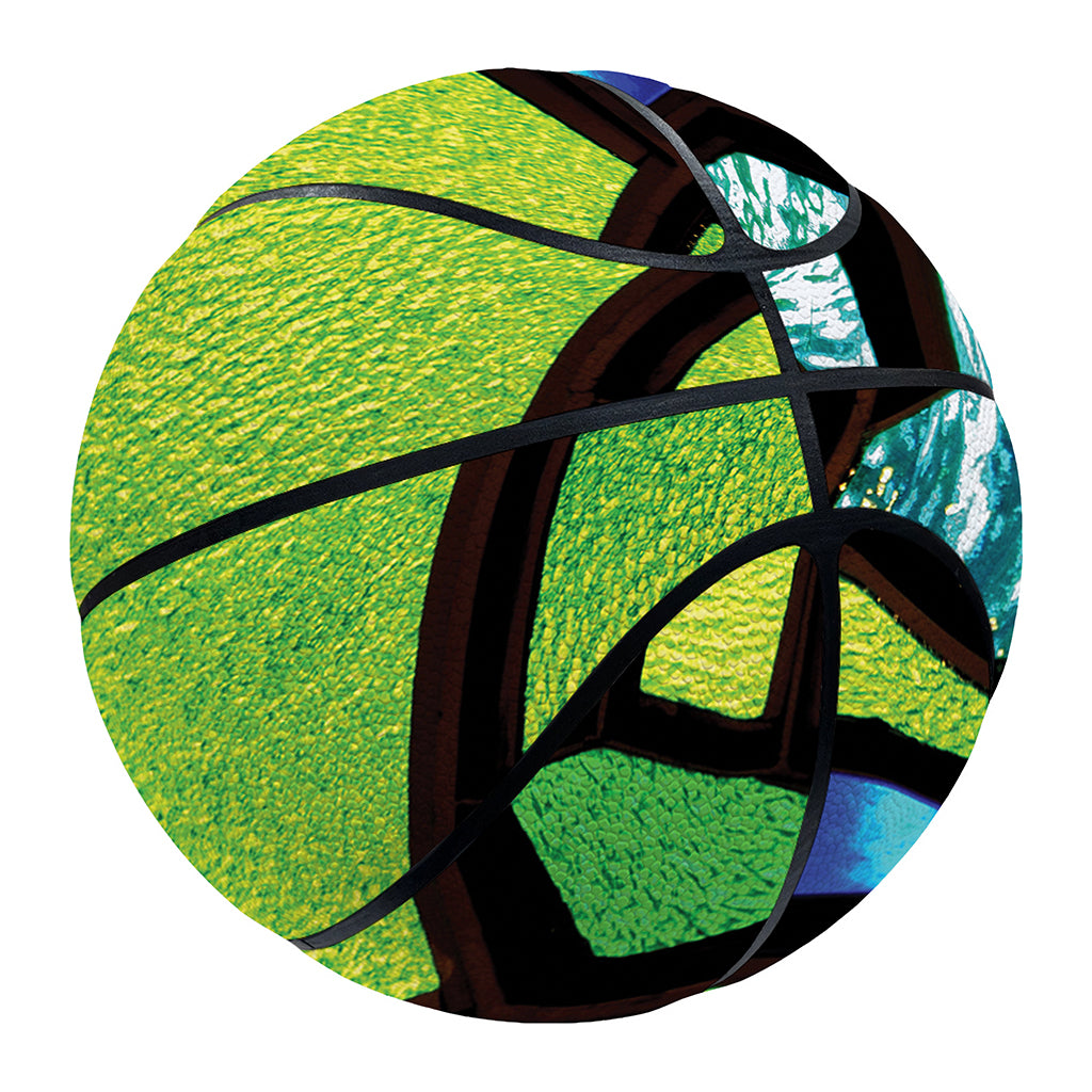 Blue And Green Stained Glass Print Basketball