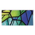 Blue And Green Stained Glass Print Beach Towel