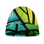Blue And Green Stained Glass Print Beanie