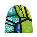 Blue And Green Stained Glass Print Beanie