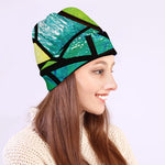 Blue And Green Stained Glass Print Beanie