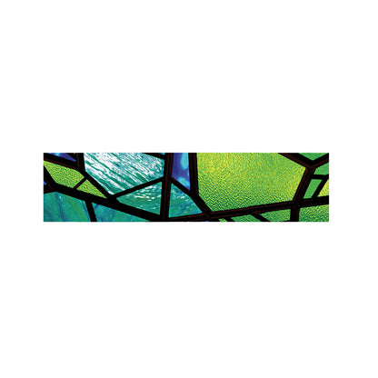 Blue And Green Stained Glass Print Bed Runner