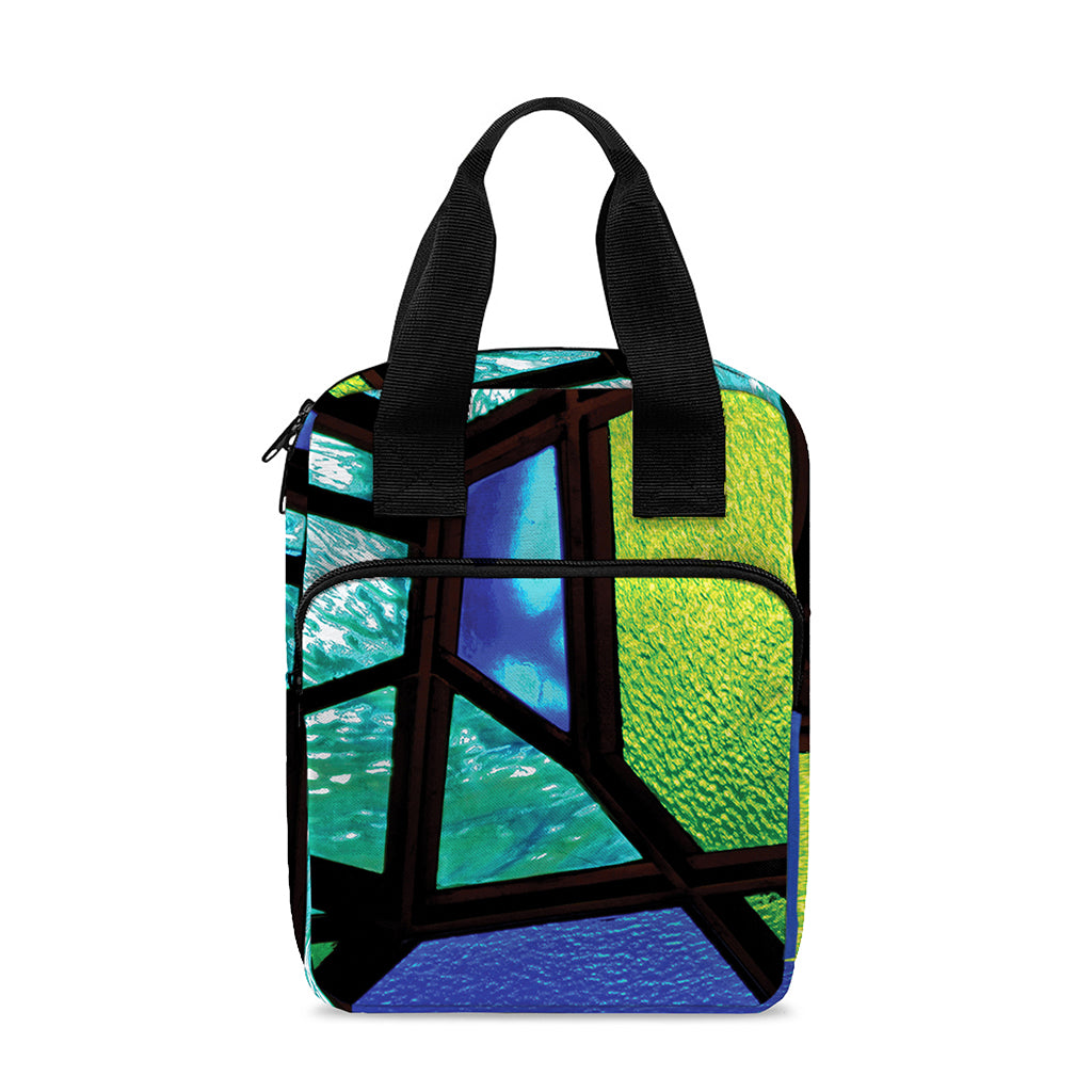 Blue And Green Stained Glass Print Bible Tote Bag