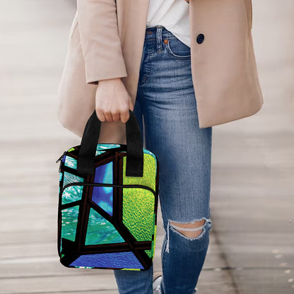 Blue And Green Stained Glass Print Bible Tote Bag