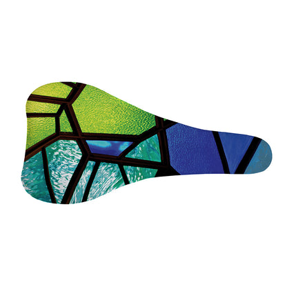 Blue And Green Stained Glass Print Bicycle Seat Cover