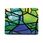 Blue And Green Stained Glass Print Bifold Wallet