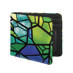 Blue And Green Stained Glass Print Bifold Wallet