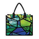 Blue And Green Stained Glass Print Canvas Tote Bag