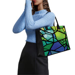 Blue And Green Stained Glass Print Canvas Tote Bag