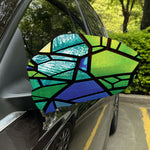 Blue And Green Stained Glass Print Car Side Mirror Covers