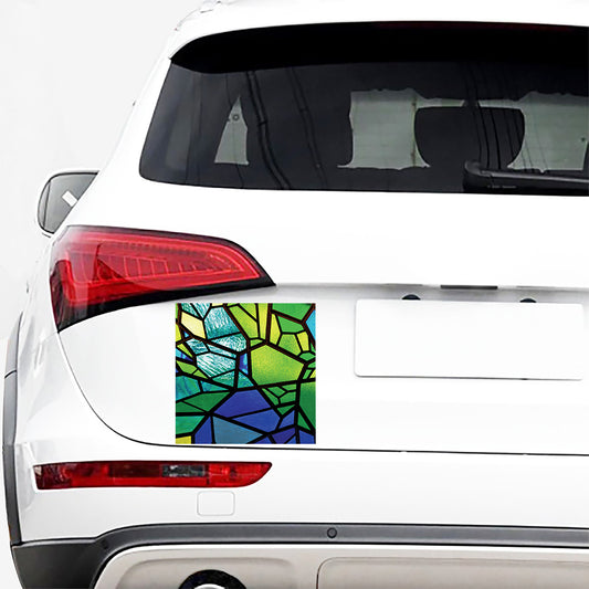 Blue And Green Stained Glass Print Car Sticker