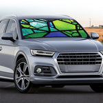 Blue And Green Stained Glass Print Car Windshield Sun Shade