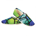 Blue And Green Stained Glass Print Casual Shoes