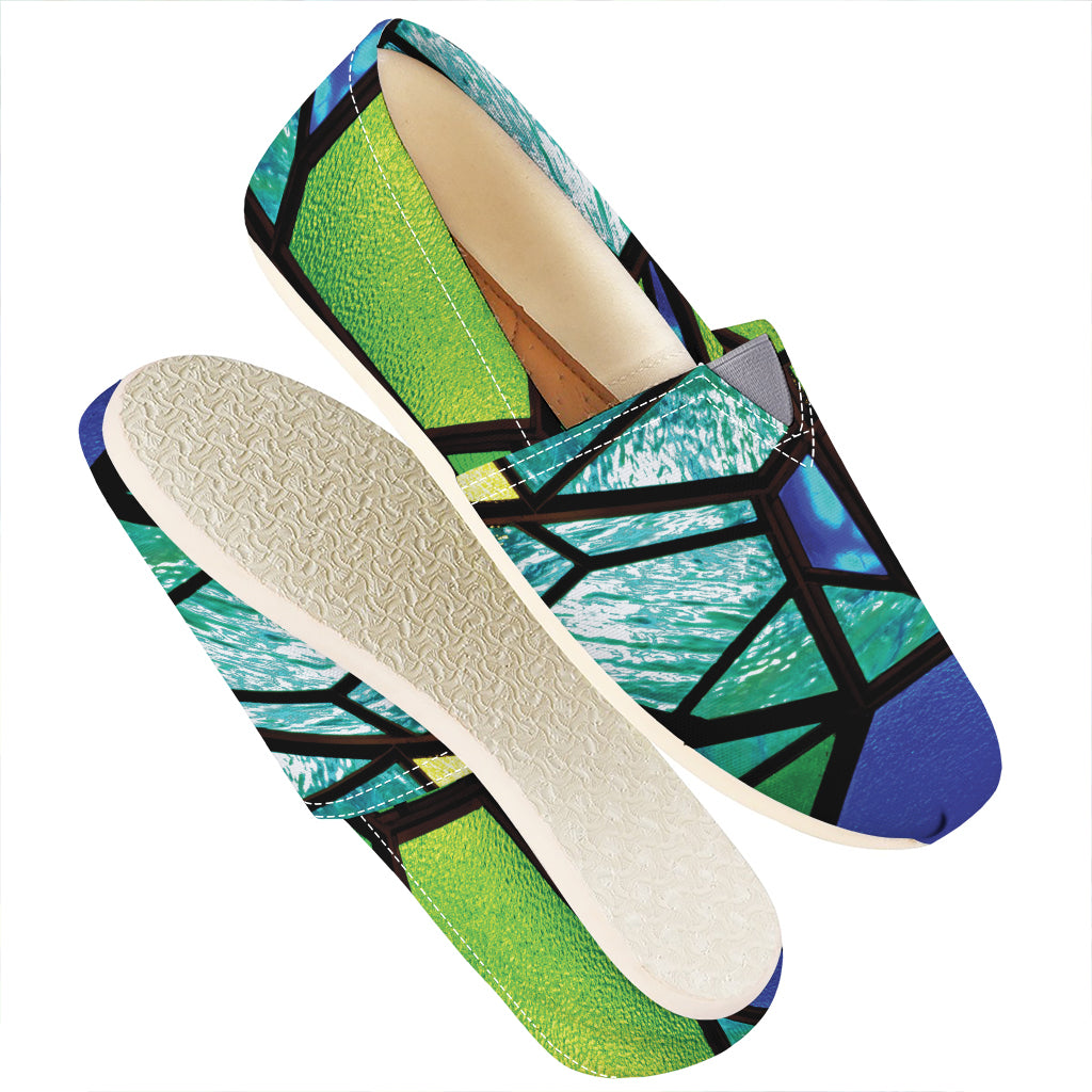 Blue And Green Stained Glass Print Casual Shoes
