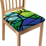 Blue And Green Stained Glass Print Chair Cushion Cover